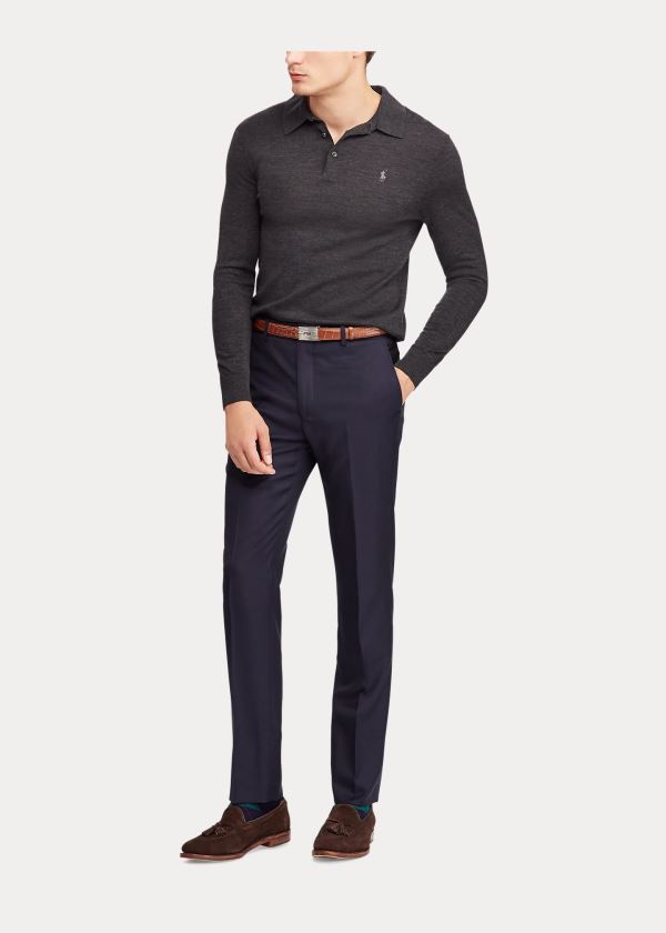 Men's Polo Ralph Lauren Slim Fit Wool Twill Trousers | 543016ZCN